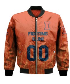 Illinois Fighting Illini Bomber Jacket Logo Sport Ombre  - NCAA