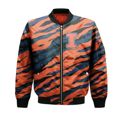 Illinois Fighting Illini Bomber Jacket Sport Style Keep Go On - NCAA