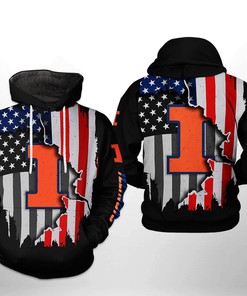 Illinois Fighting Illini NCAA 3D All Over Print Hoodie, Zip-Up Hoodie
