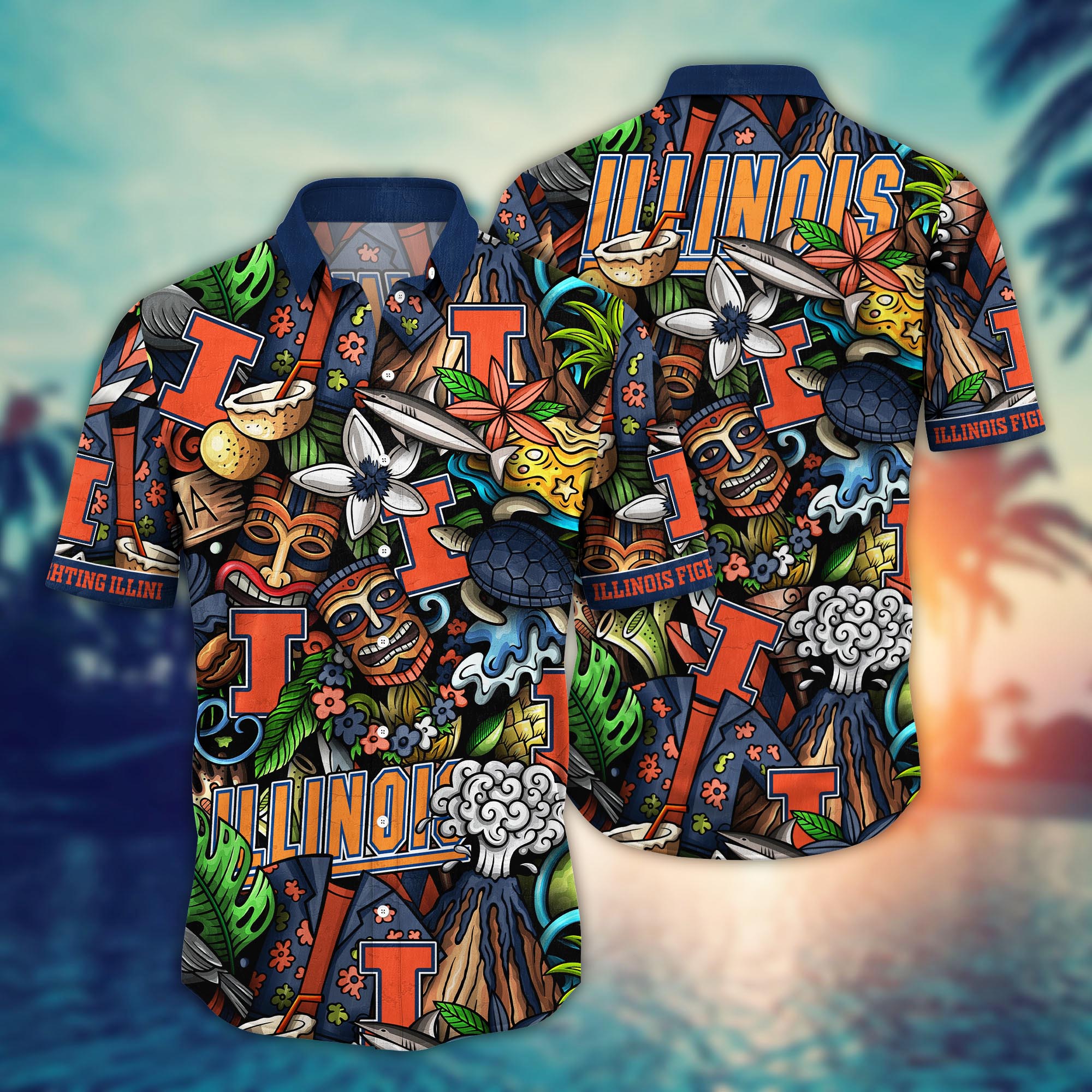 Illinois Fighting Illini NCAA Flower Hawaii Shirt For Fans Ver 18