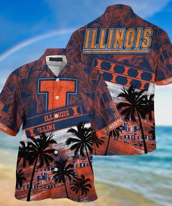 Illinois Fighting Illini NCAA Palm Tree Pattern Hawaii Shirt For Sports Fans