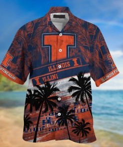 Illinois Fighting Illini NCAA Palm Tree Pattern Hawaii Shirt For Sports Fans