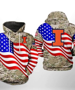 Illinois Fighting Illini NCAA US Flag Camo Veteran 3D All Over Print Hoodie, Zip-Up Hoodie