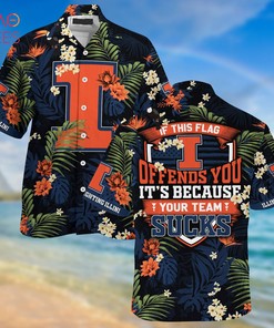 Illinois Fighting Illini Summer Hawaiian Shirts, With Tropical Patterns for Fans