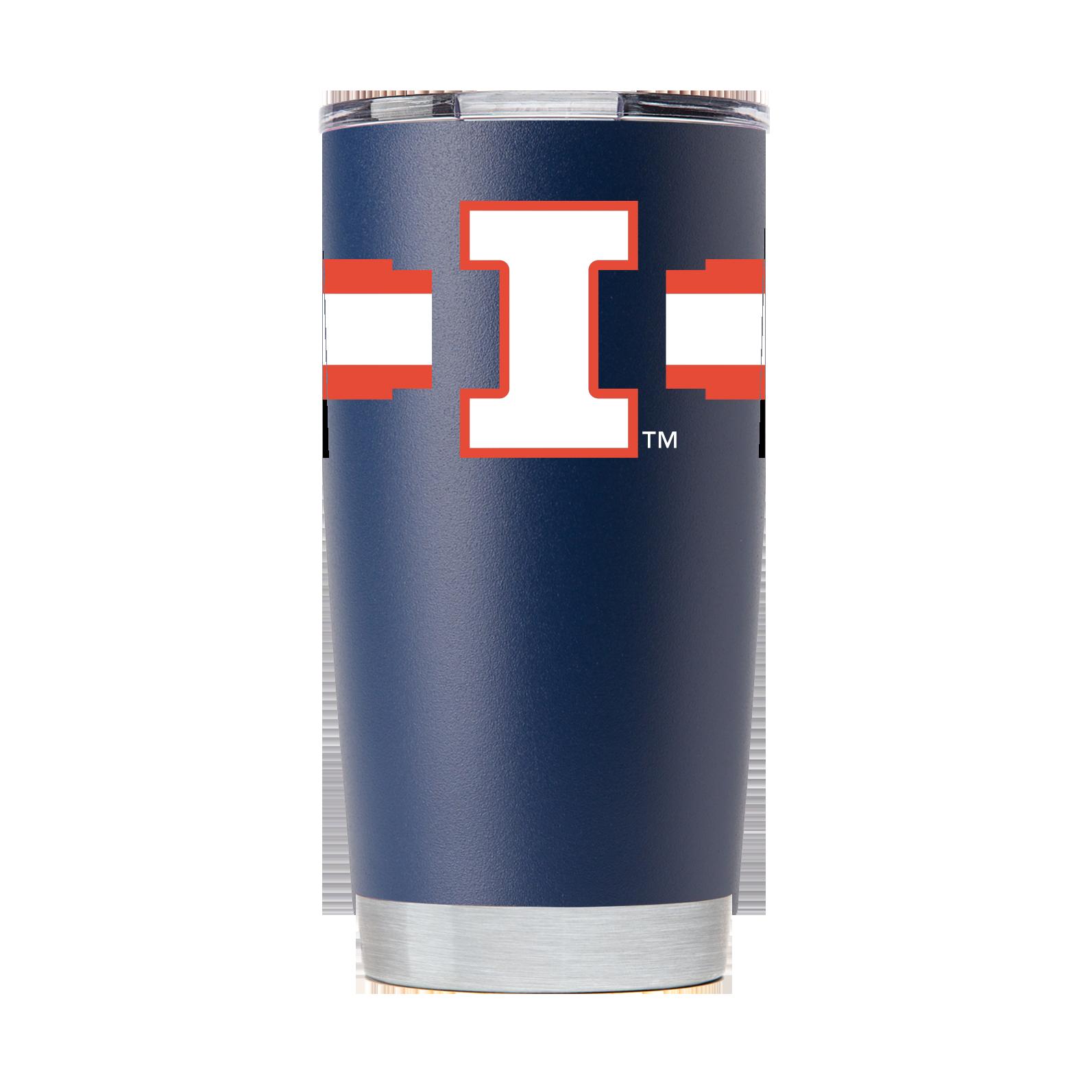 Illinois Navy Tumbler with Stripes - Stylish Design, Perfect for On-the-Go