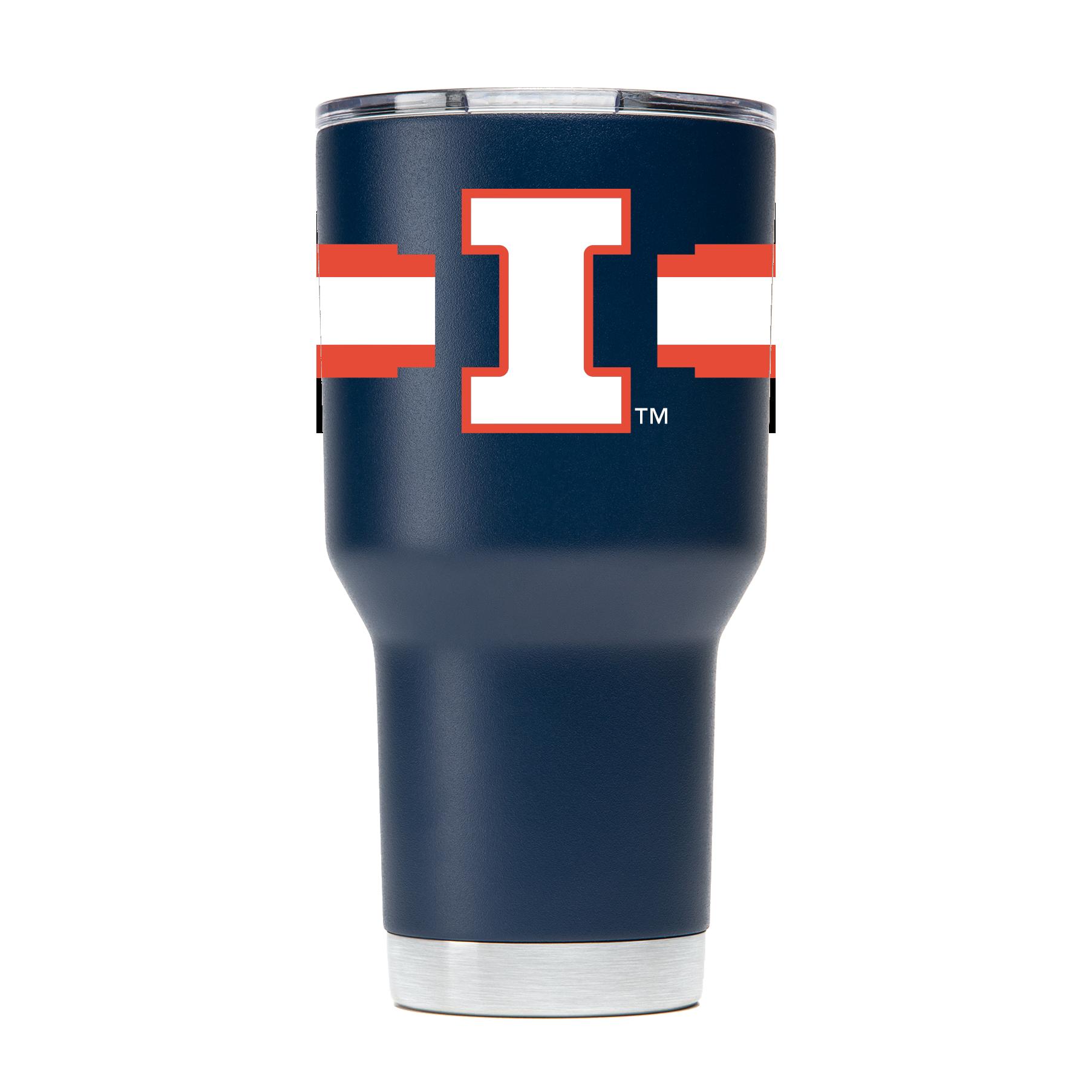 Illinois Navy Tumbler with Stripes - Stylish Design, Perfect for On-the-Go