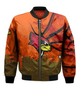 Illinois State Redbirds Bomber Jacket Basketball Net Grunge Pattern- NCAA