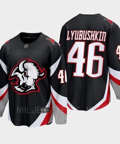 Ilya Lyubushkin 46 Buffalo Sabres 2022-23 Goathead Third Premier Breakaway Player Black Jersey