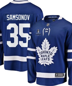 Ilya Samsonov 35 Toronto Maple Leafs Stanley Cup 2023 Playoffs Patch Home Breakaway Men Jersey - Blue