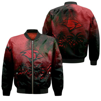 Incarnate Word Cardinals Bomber Jacket Coconut Tree Tropical Grunge - NCAA