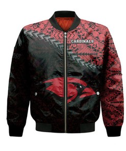 Incarnate Word Cardinals Bomber Jacket Grunge Polynesian Tattoo- NCAA
