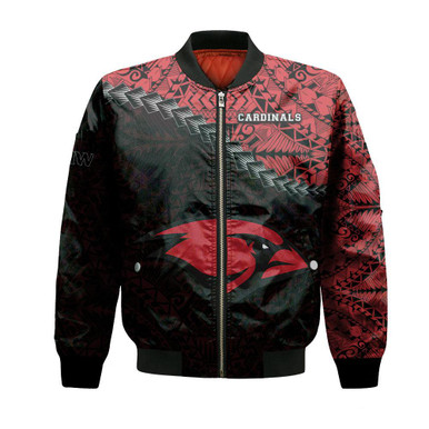 Incarnate Word Cardinals Bomber Jacket Grunge Polynesian Tattoo- NCAA