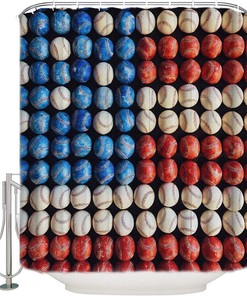 Independence Day Them Baseball Shower Curtain - America Bathroom Decor