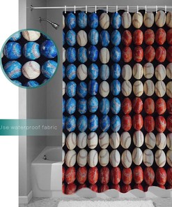 Independence Day Them Baseball Shower Curtain - America Bathroom Decor