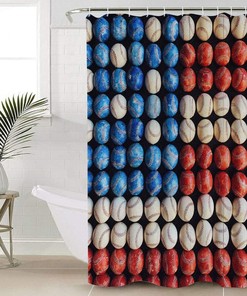 Independence Day Them Baseball Shower Curtain - America Bathroom Decor