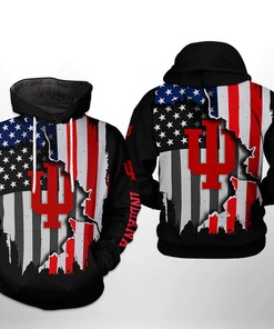 Indiana Hoosiers NCAA US Flag 3D All Over Print Hoodie, Zip-Up Hoodie