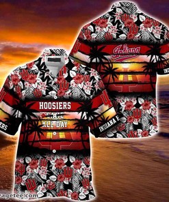 Indiana Hoosiers Summer Beach Hawaiian Shirt Hibiscus Pattern for Sports Fan