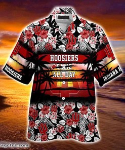 Indiana Hoosiers Summer Beach Hawaiian Shirt Hibiscus Pattern for Sports Fan