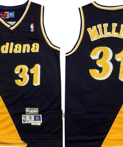 Indiana Pacers #31 Reggie Miller Jersey - Black Yellow