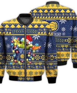 Indiana Pacers Baby Yoda Star Wars Sports Football American Ugly Christmas Gifts Unisex 3D Bomber Jacket