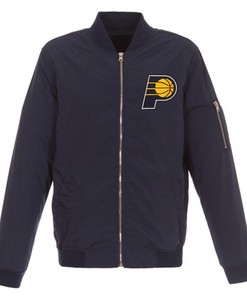 Indiana Pacers JH Design Lightweight Nylon Full-Zip Bomber Jacket - Navy