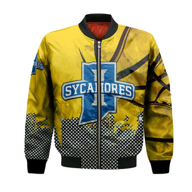 Indiana State Sycamores Bomber Jacket Basketball Net Grunge Pattern- NCAA