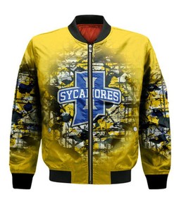 Indiana State Sycamores Bomber Jacket Camouflage Vintage  - NCAA