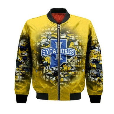 Indiana State Sycamores Bomber Jacket Camouflage Vintage - NCAA