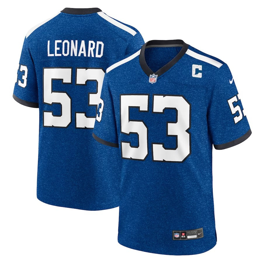 Indianapolis Colts #53 Shaquille Leonard Indiana Nights Alternate Game Jersey - Royal