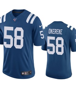 Indianapolis Colts Bobby Okereke Royal 100th Season Vapor Limited Jersey