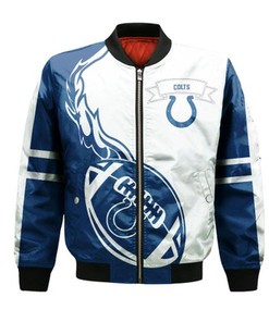 Indianapolis Colts Bomber Jacket Flame Ball - NFL