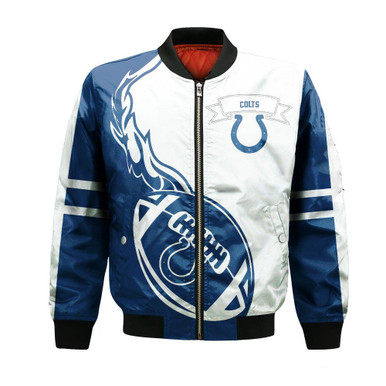 Indianapolis Colts Bomber Jacket Flame Ball - NFL