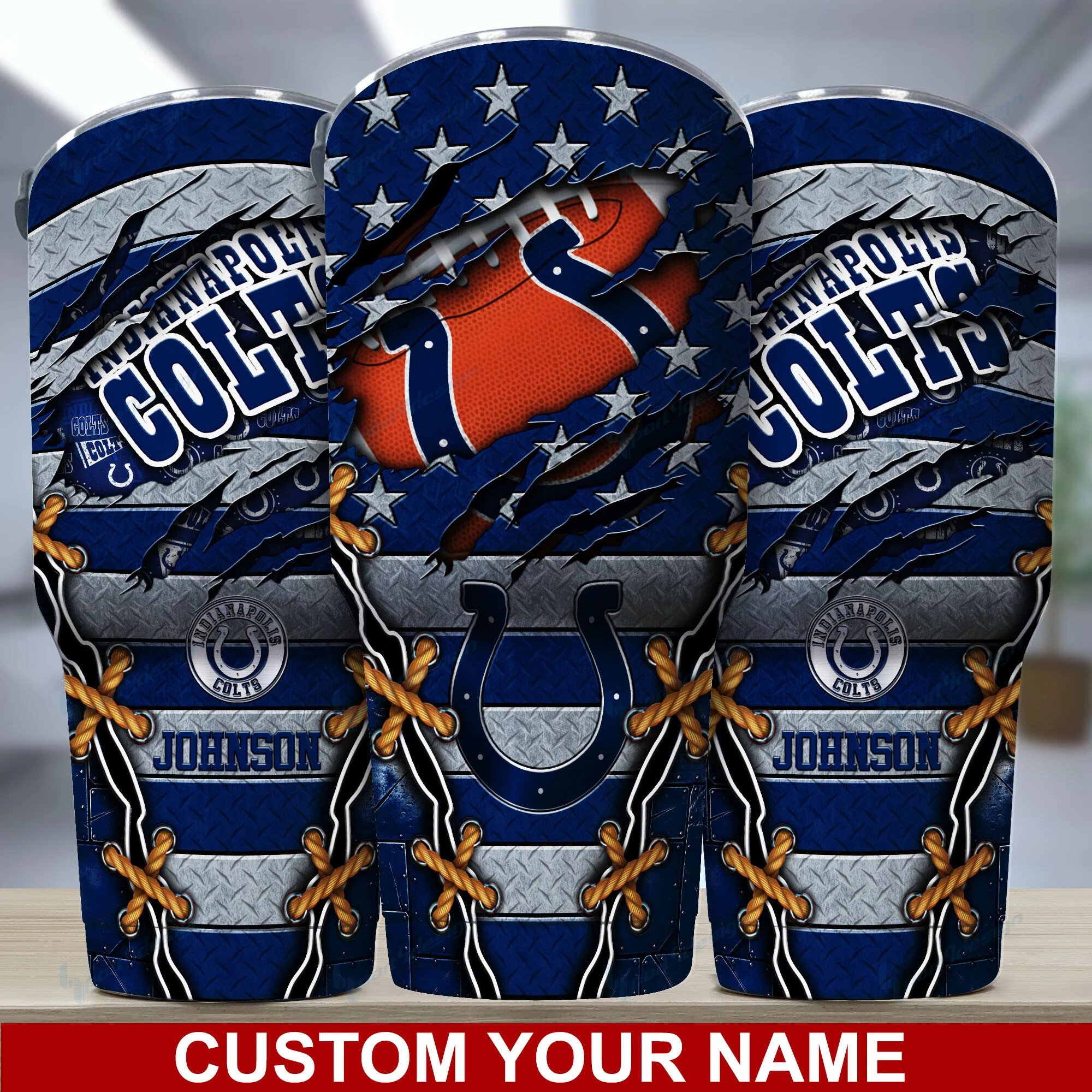 Indianapolis Colts Insulated Tumbler - Custom Name, Keeps Drinks Hot or Cold