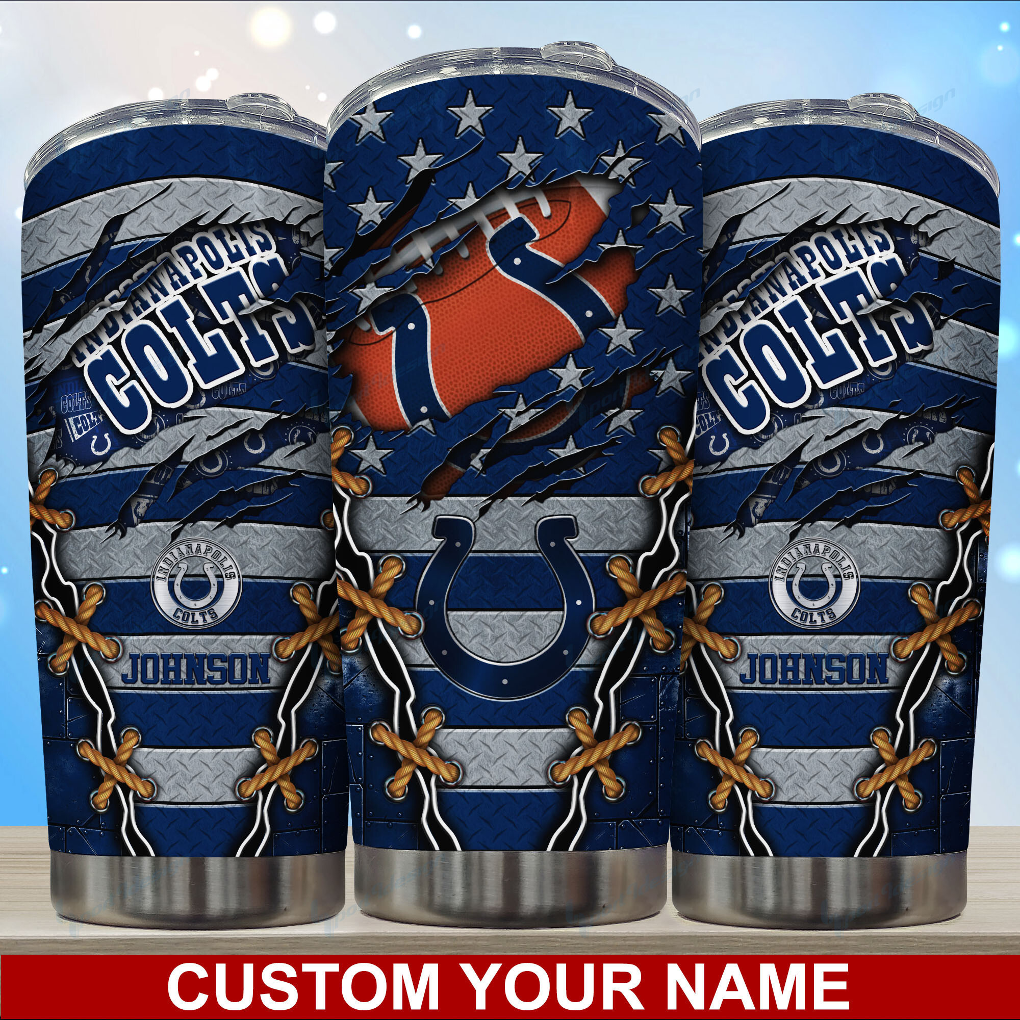 Indianapolis Colts Insulated Tumbler - Custom Name, Keeps Drinks Hot or Cold