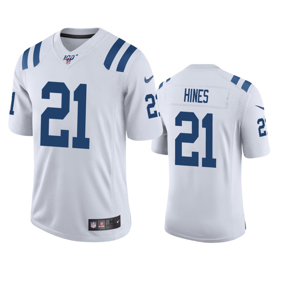 Indianapolis Colts Nyheim Hines White 100th Season Vapor Limited Jersey