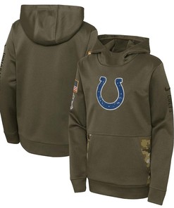 Indianapolis Colts Youth 2022 Salute To Service Performance Pullover Hoodie - Olive