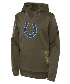 Indianapolis Colts Youth 2022 Salute To Service Performance Pullover Hoodie - Olive