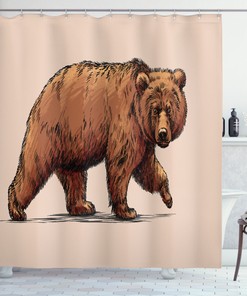 Ink Art Shower Curtain with Wildlife Beast Print for Bathroom