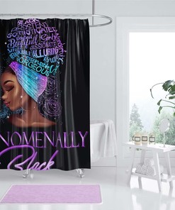 Inspirational African American Woman Afro Lady Shower Curtain for Bathroom Decor