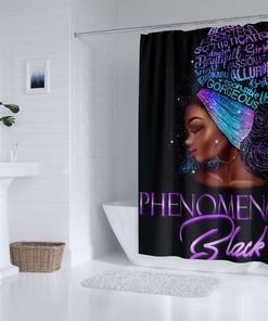 Inspirational African American Woman Afro Lady Shower Curtain for Bathroom Decor 