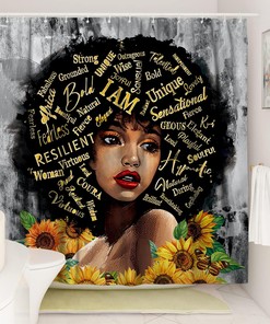 Inspirational African Art Black Girl Shower Curtain with Afro-American Women