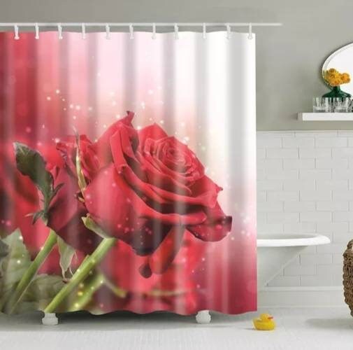 Invigorating Red Rose Flowers Shower and Bath Curtains for Your Bathroom Decor