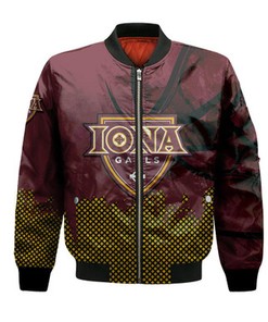 Iona Gaels Bomber Jacket Basketball Net Grunge Pattern- NCAA