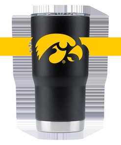 Iowa Black Tumbler with Stripes - Stylish Design, Perfect for On-the-Go