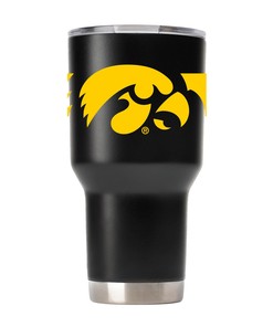 Iowa Black Tumbler with Stripes - Stylish Design, Perfect for On-the-Go