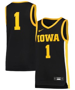 Iowa Hawkeyes 1 Team Basketball Youth Jersey - Black