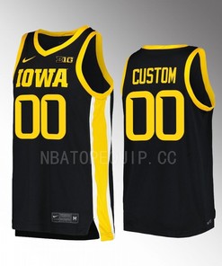 Iowa Hawkeyes Custom 00 Jersey 2022-23 College Basketball Black Uniform