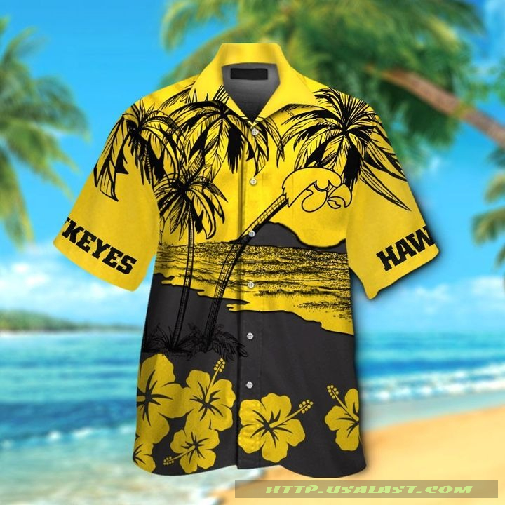 Iowa Hawkeyes Hibiscus Hawaiian Shirt Beach Short