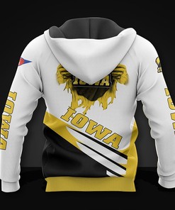 Iowa Hawkeyes Hoodie 3D Zip Hoodie Long Sleeve Gift for Fan
