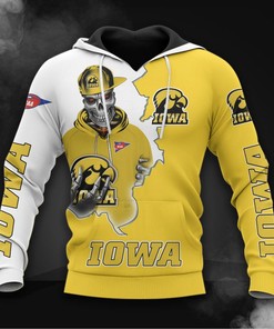 Iowa Hawkeyes Hoodie 3D Zip Hoodie Long Sleeve Zip Hoodie for Fan
